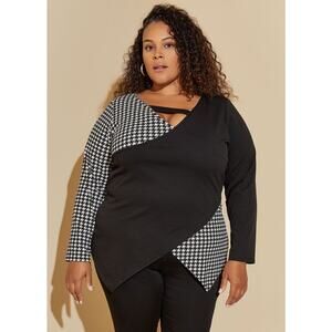 NWT Ashley Stewart Houndstooth Crisscross Top Shirt Blouse Size: 18/20 (2X)